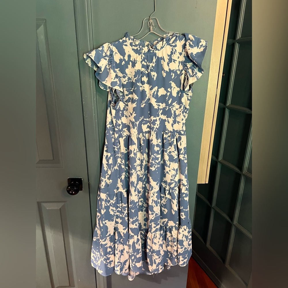 Blue and White Floral Dress with pockets